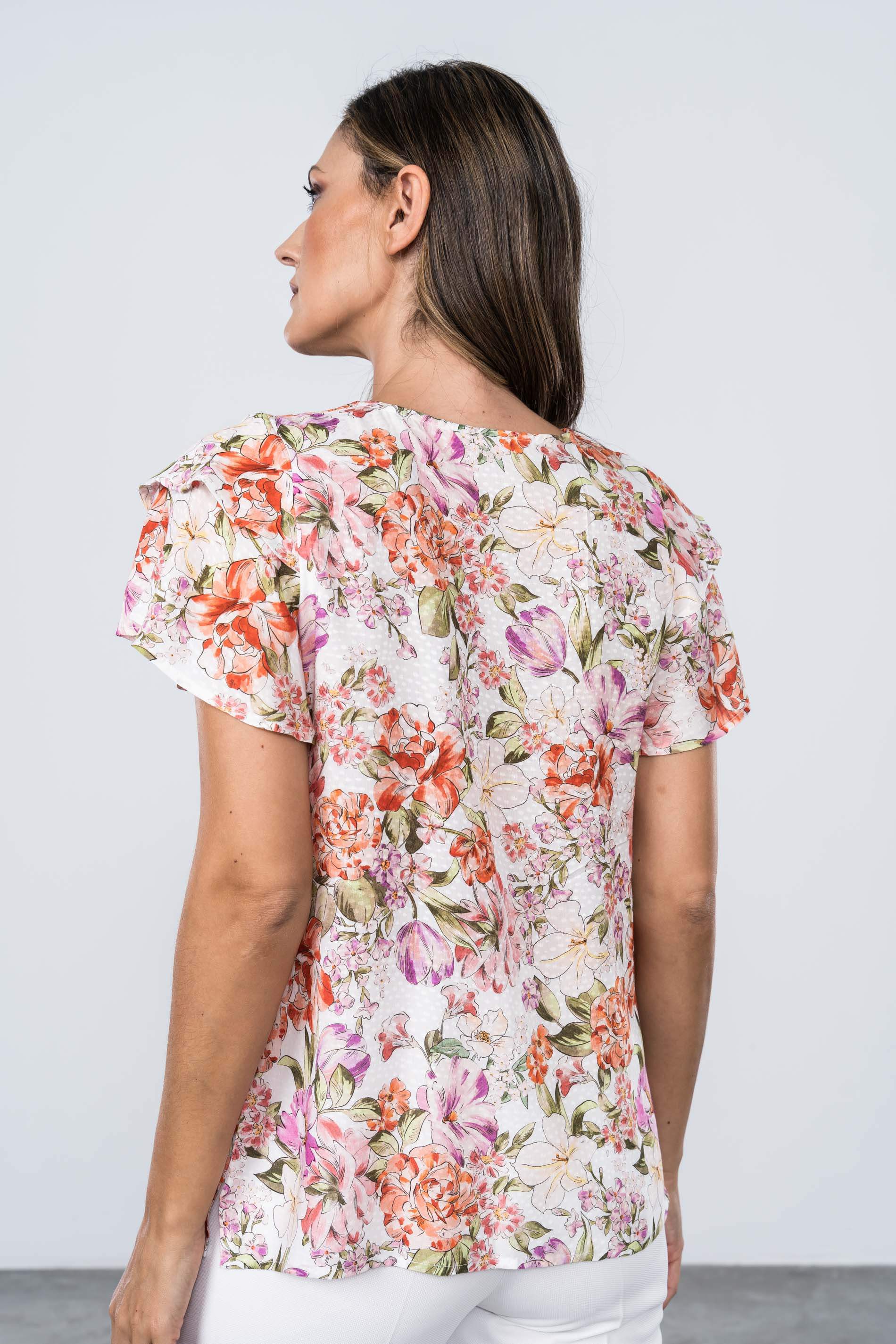 BLUSA FLORAL MANGA CAPAS 