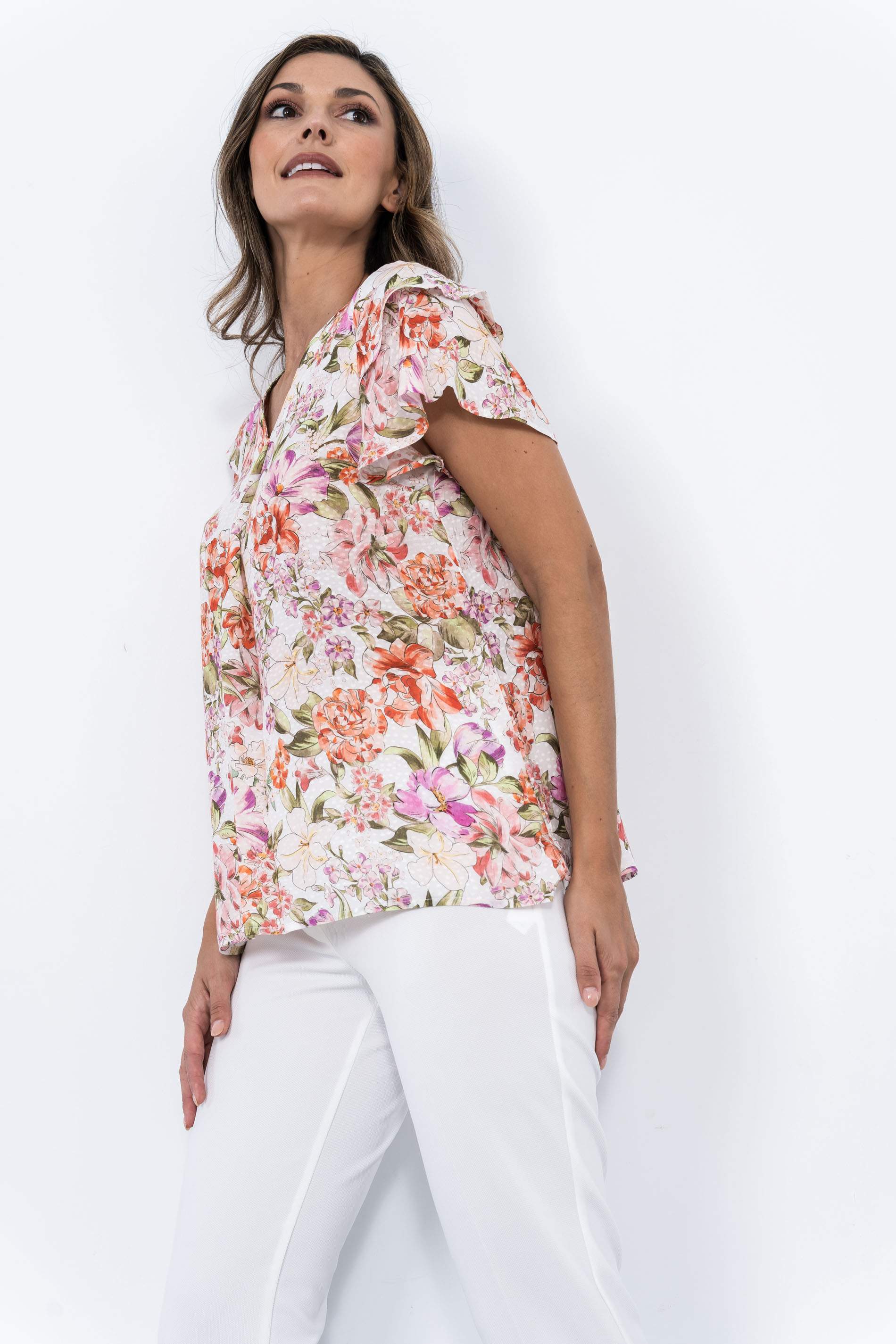 BLUSA FLORAL MANGA CAPAS 