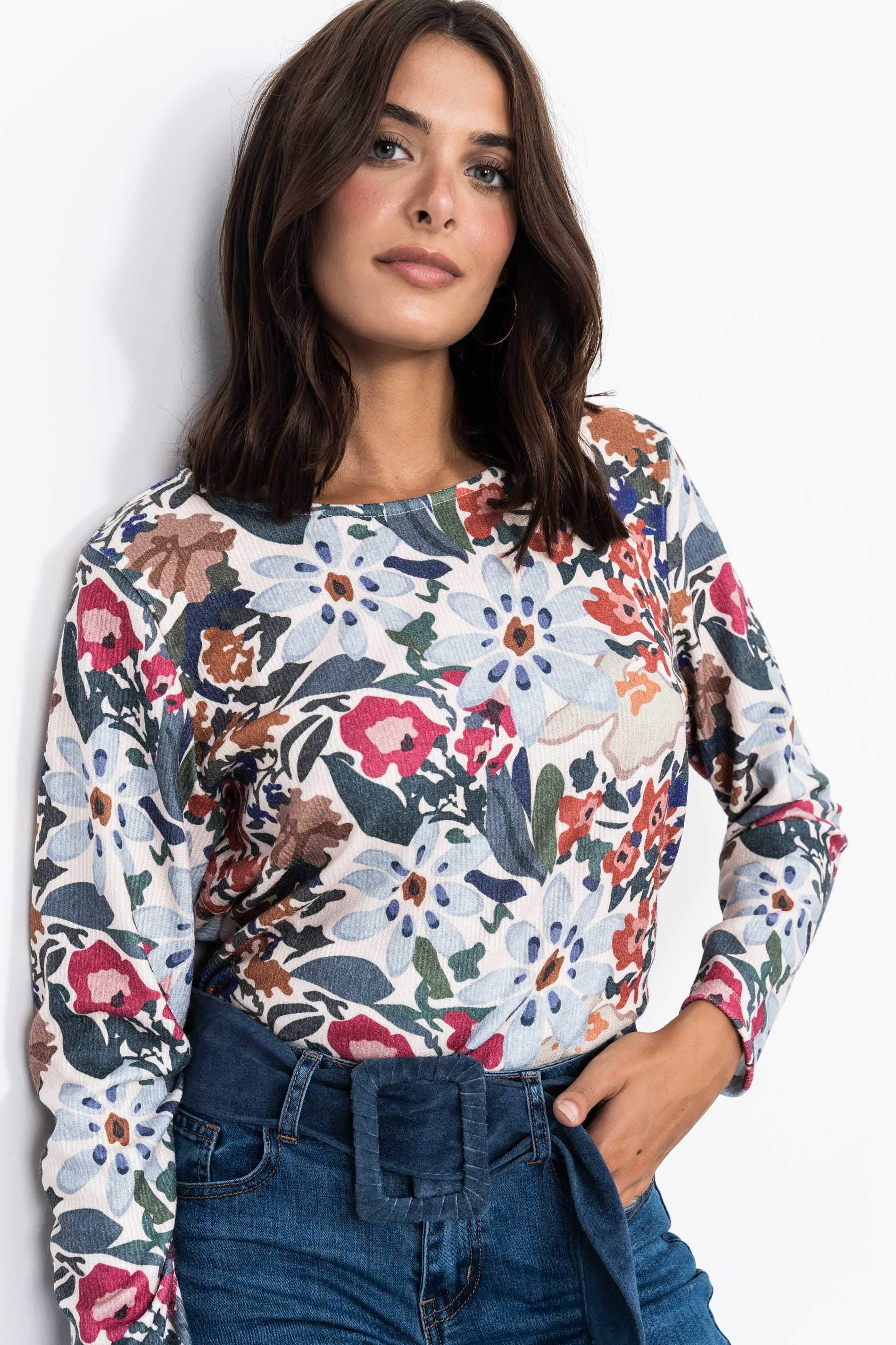 JERSEY FLORAL ROJO