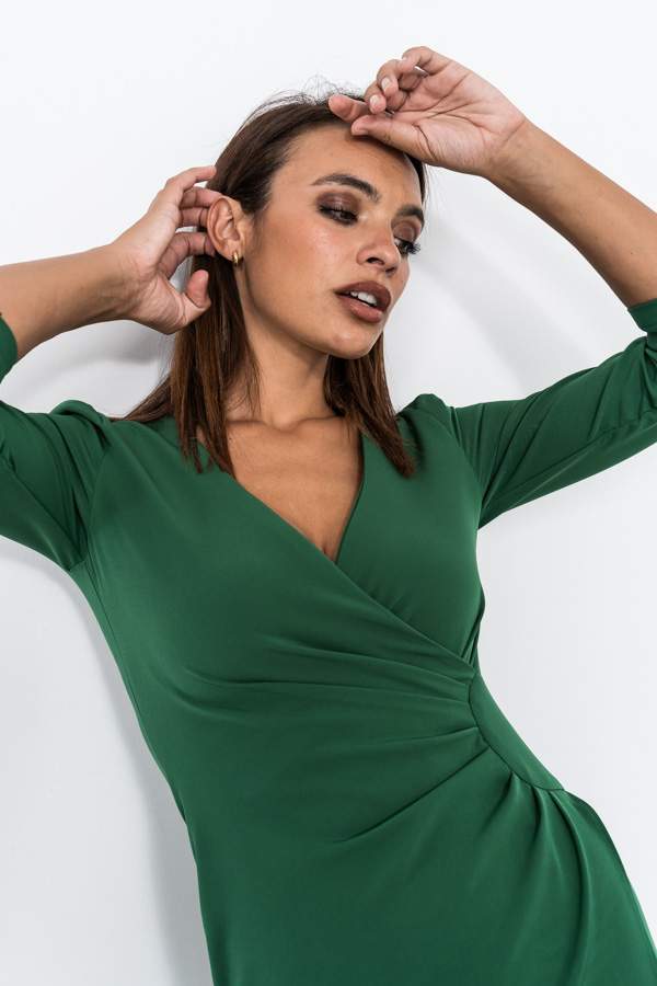 VESTIDO FRUNCE CINTURA VERDE