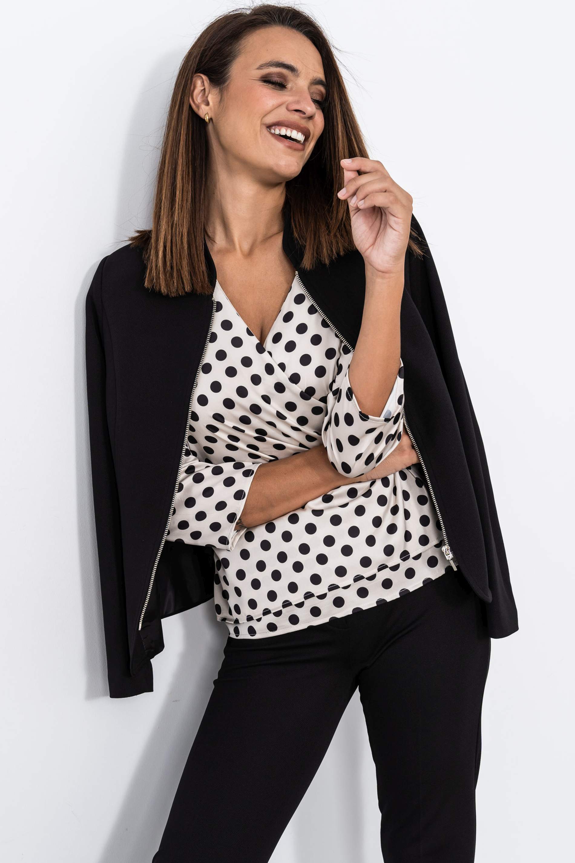 BLUSA FRUNCE TOPOS