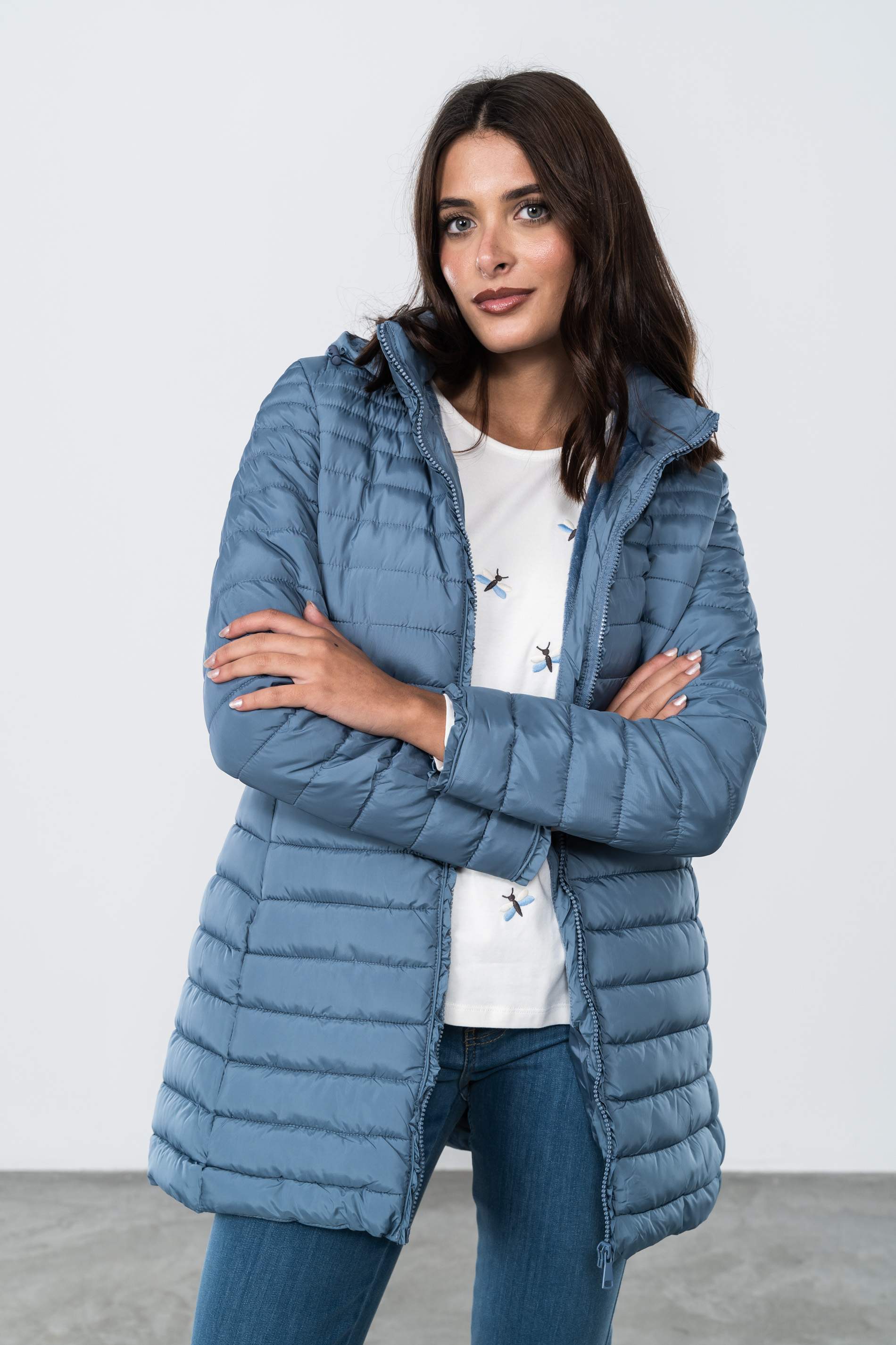 PARKA VOLANTE DECORATIVO AZUL