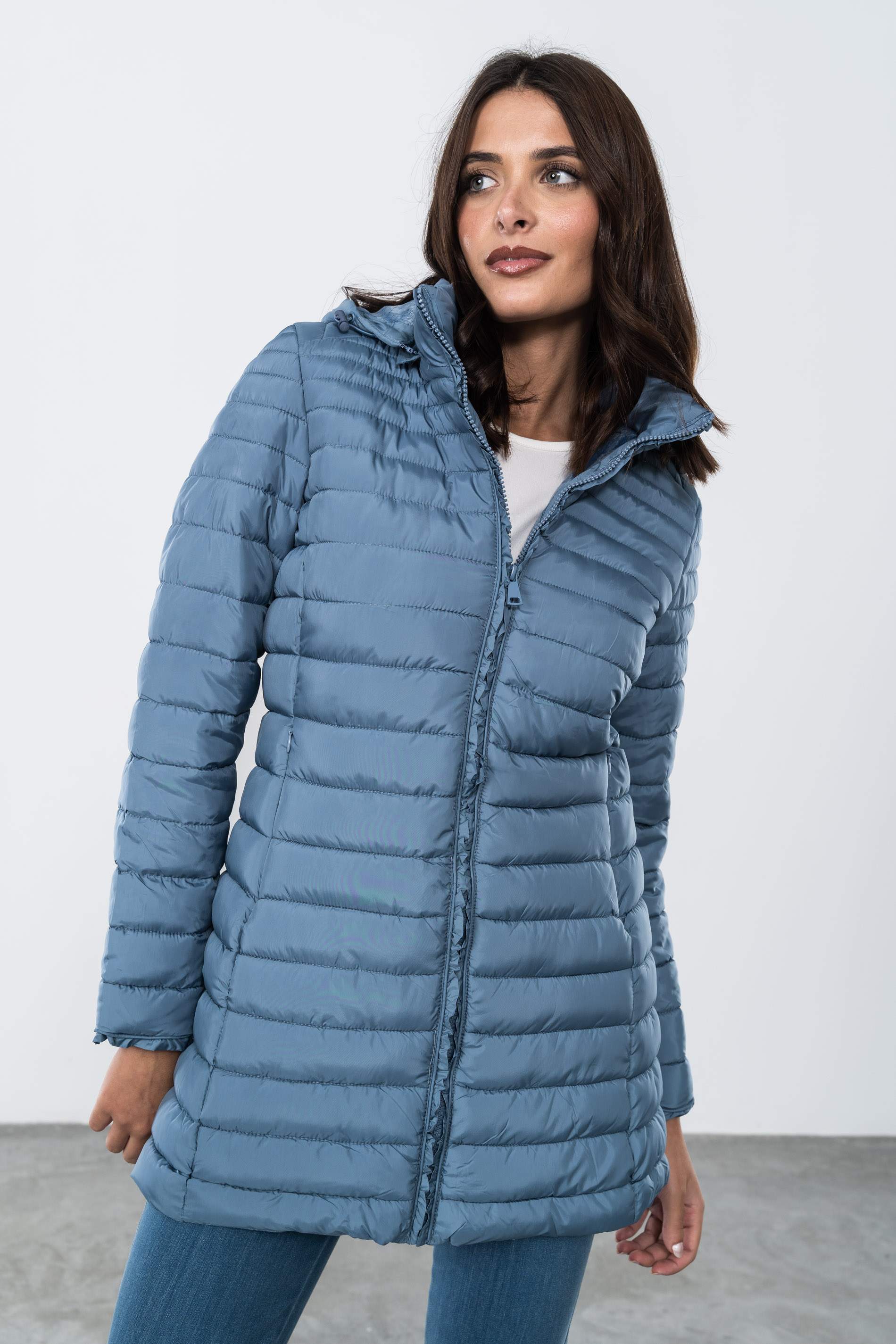 PARKA VOLANTE DECORATIVO AZUL