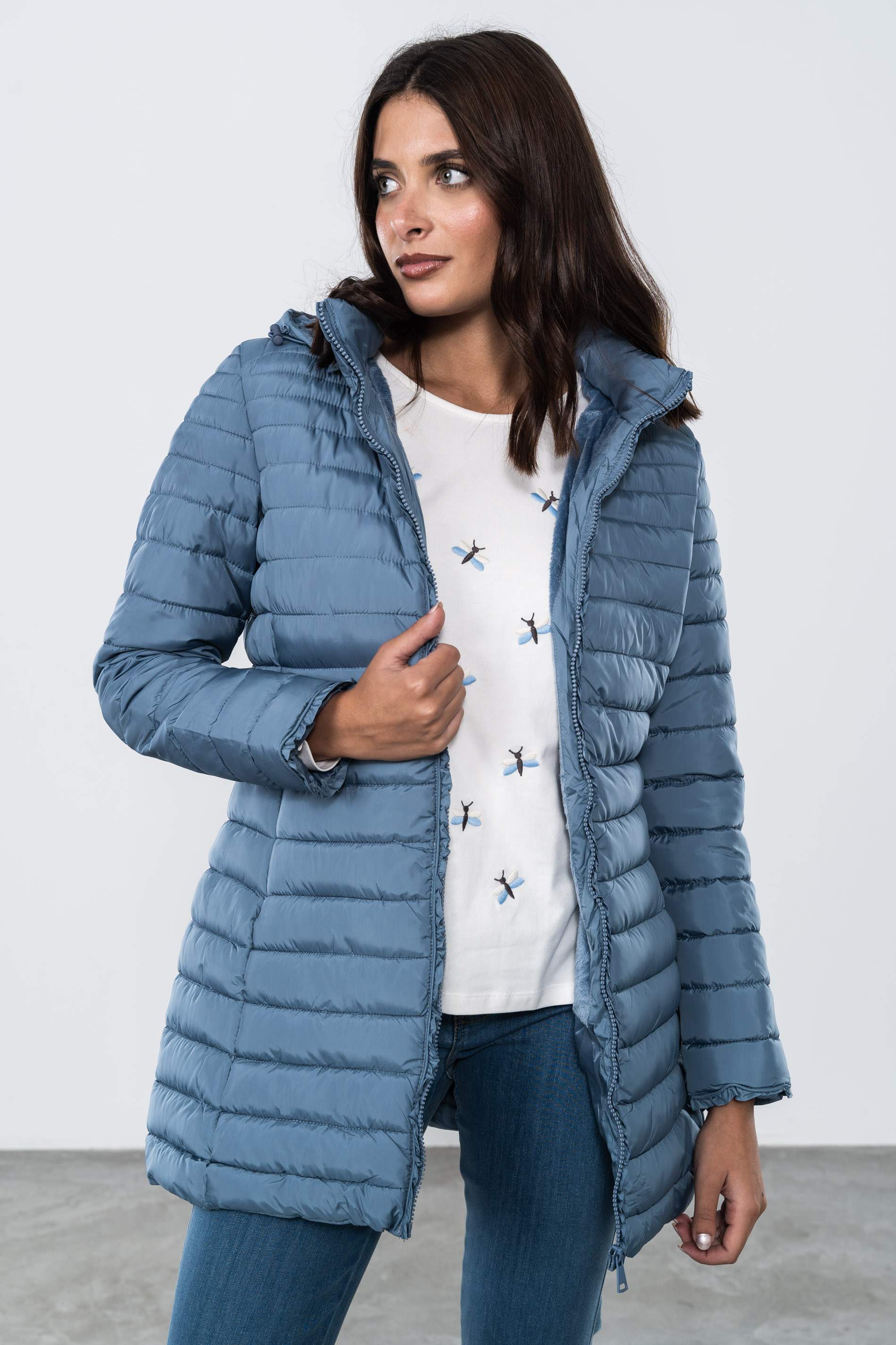 PARKA VOLANTE DECORATIVO AZUL