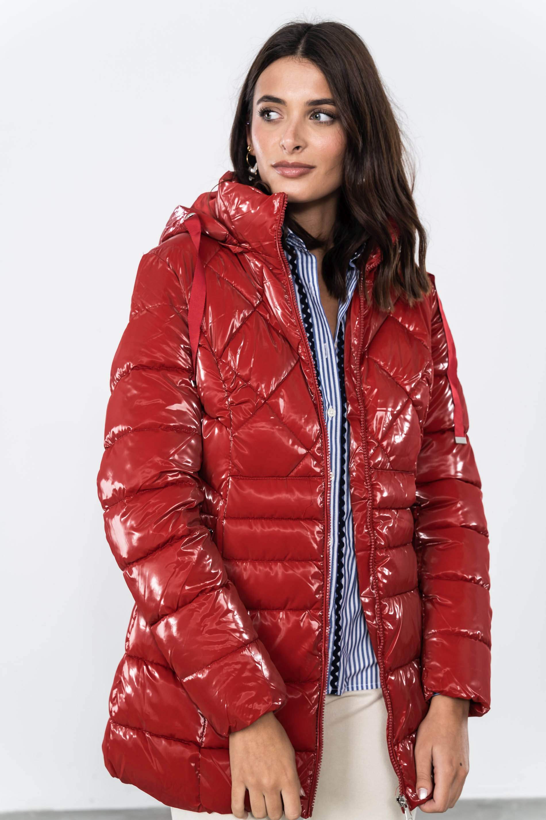 PARKA PESPUNTES COMBINADOS ROJO