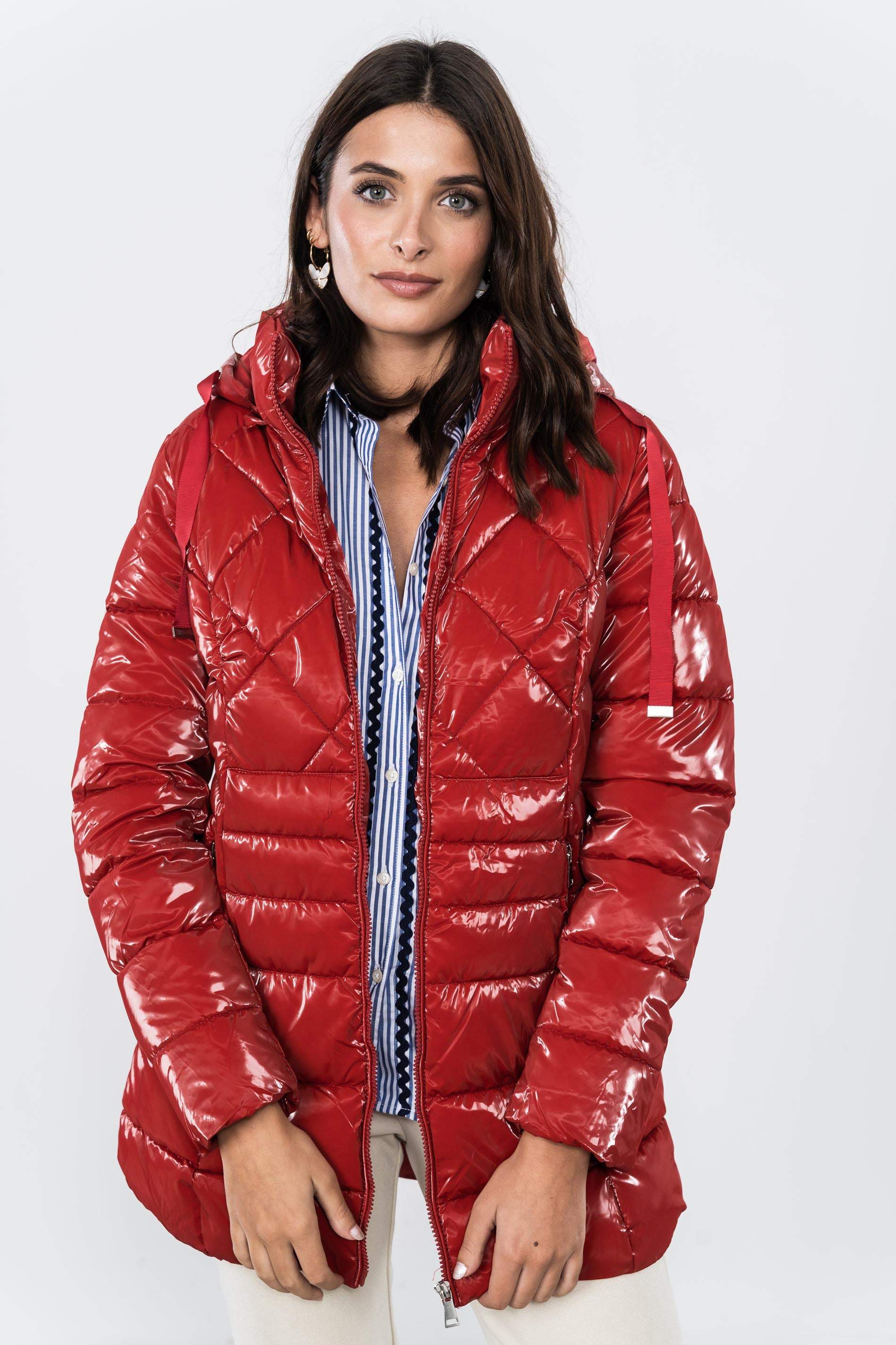 PARKA PESPUNTES COMBINADOS ROJO