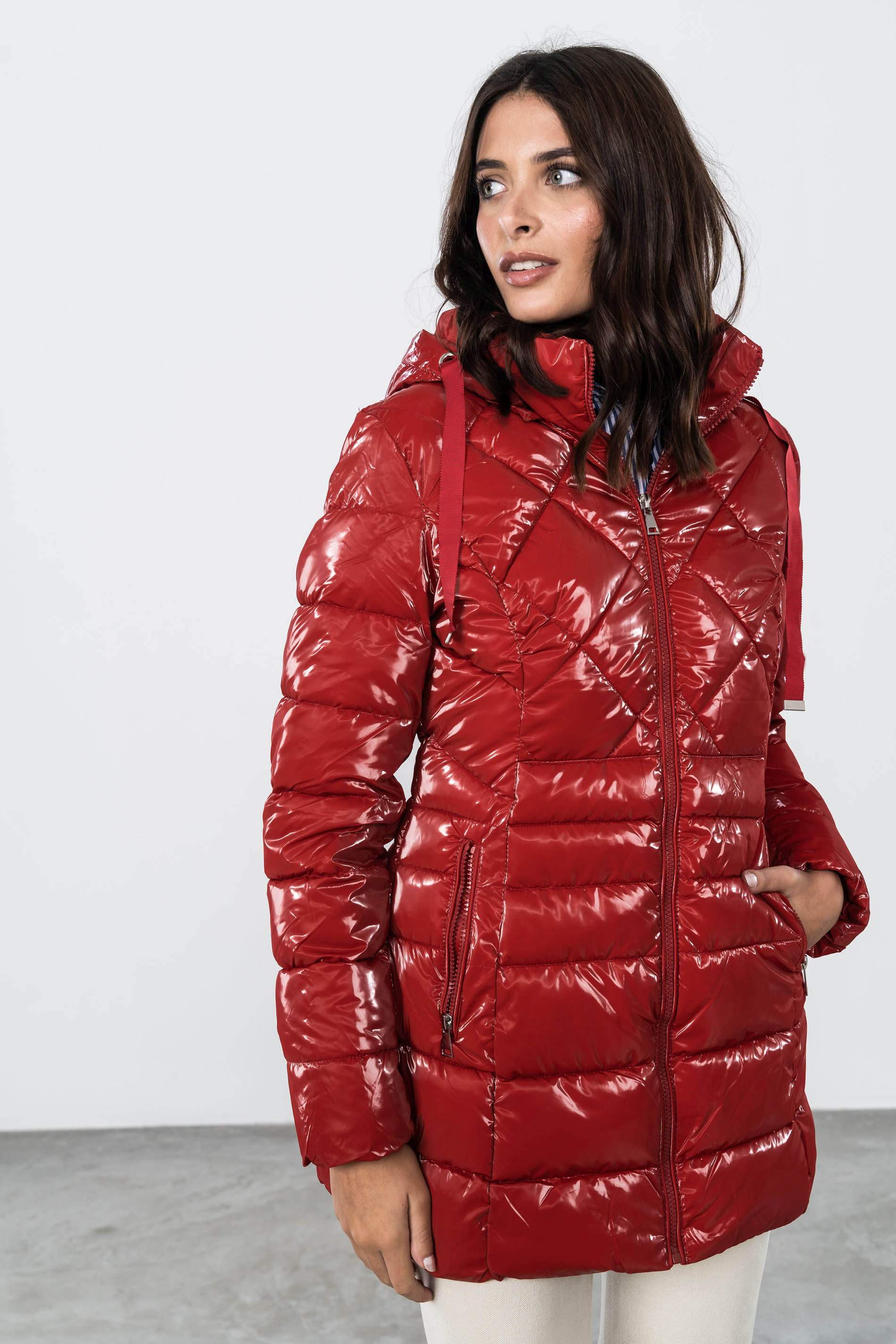 PARKA PESPUNTES COMBINADOS ROJO