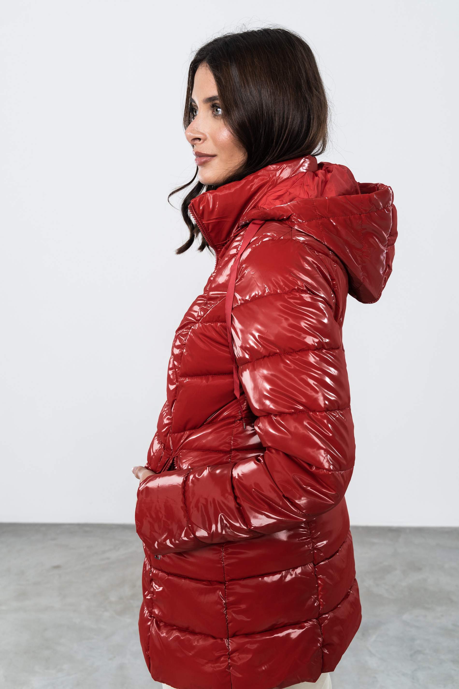 PARKA PESPUNTES COMBINADOS ROJO