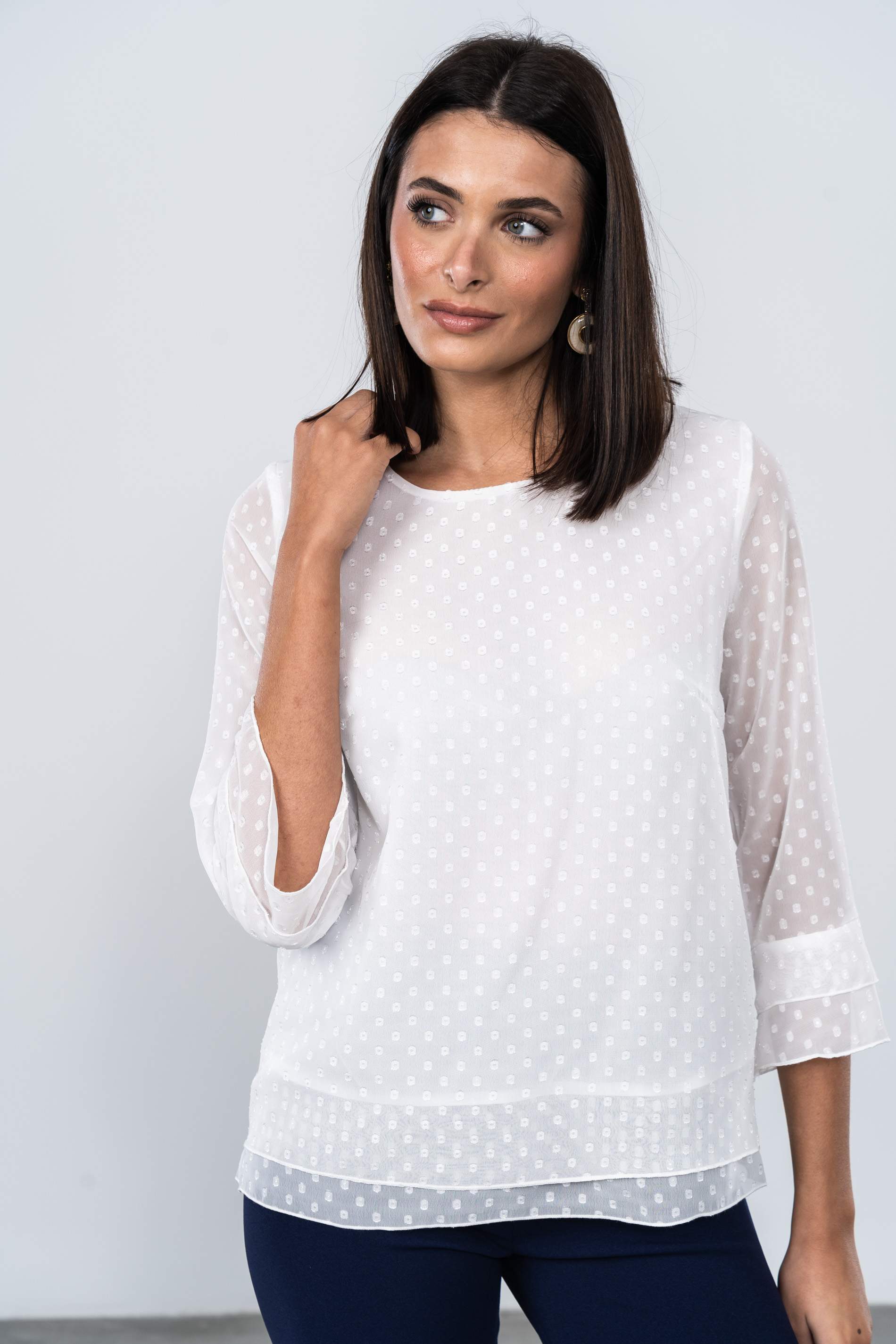 BLUSA JACQUARD DOBLE CAPA