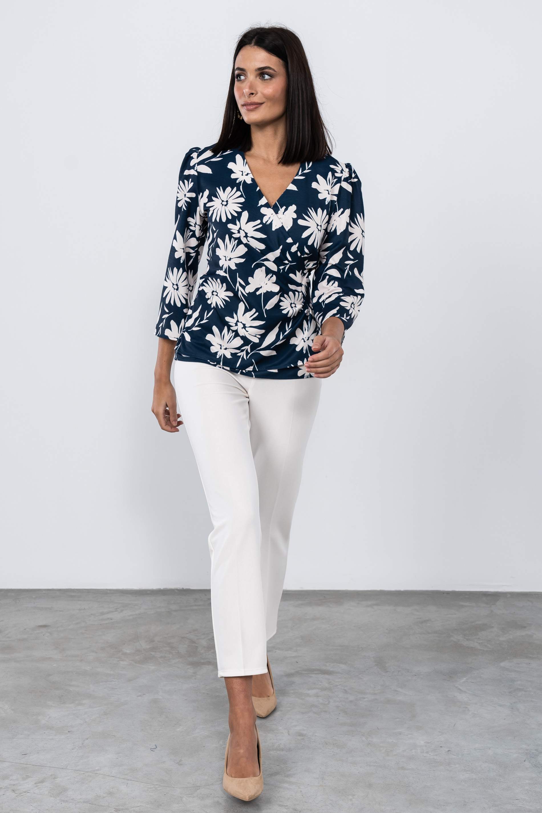 BLUSA RECOGIDO LATERAL FLOR