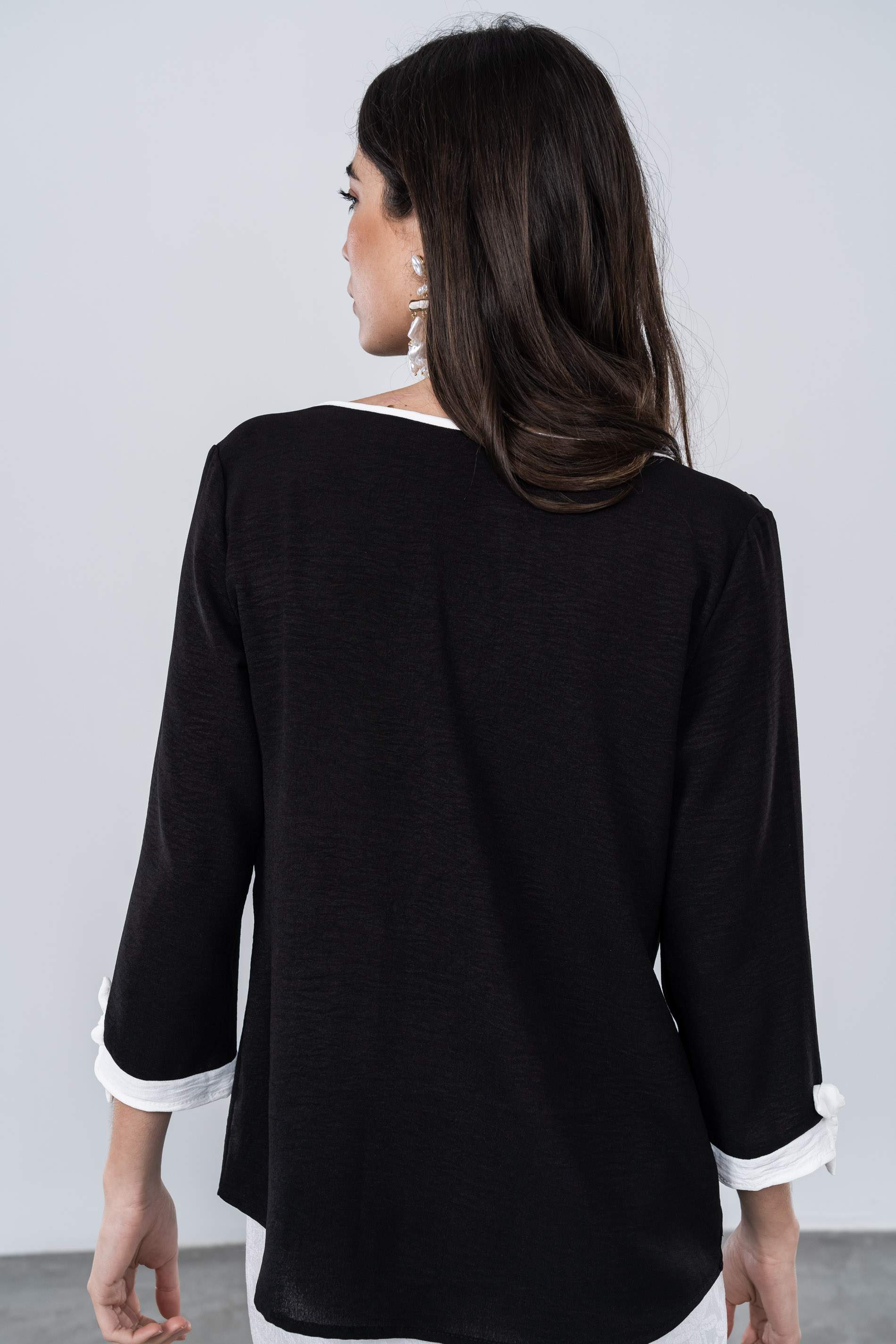 BLUSA CENEFA CONTRASTE NEGRO